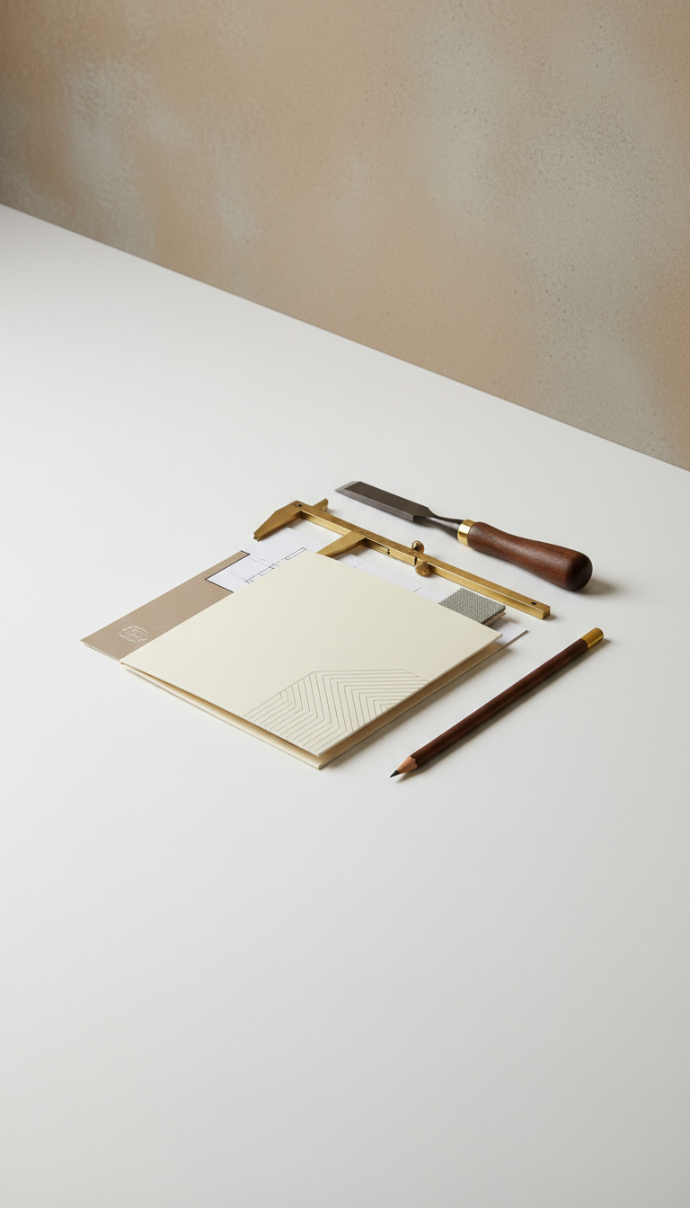 Kit de herramientas de arquitecto con calibradores y formones de latón