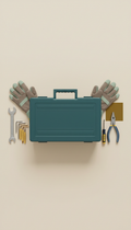Caja de herramientas profesional con guantes de uniforme