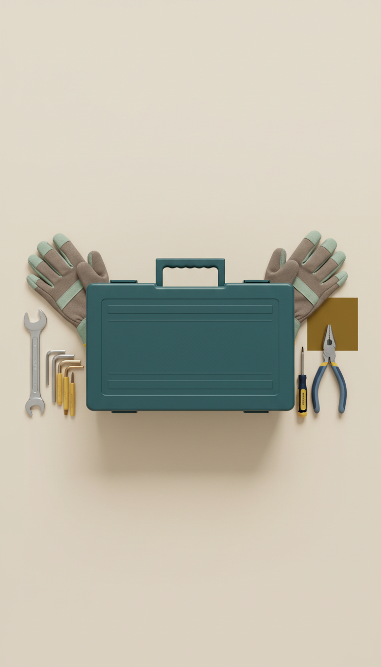 Caja de herramientas profesional con guantes de uniforme